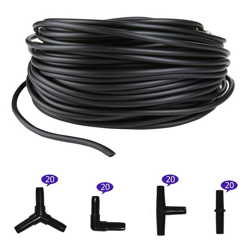 JIH Aquarium 100 Feet Standard 3/16" Black Flexible Airline Tubing with Black Plastic Connectors for Fish Tank,Terrariums, and Hydroponics - Image 5